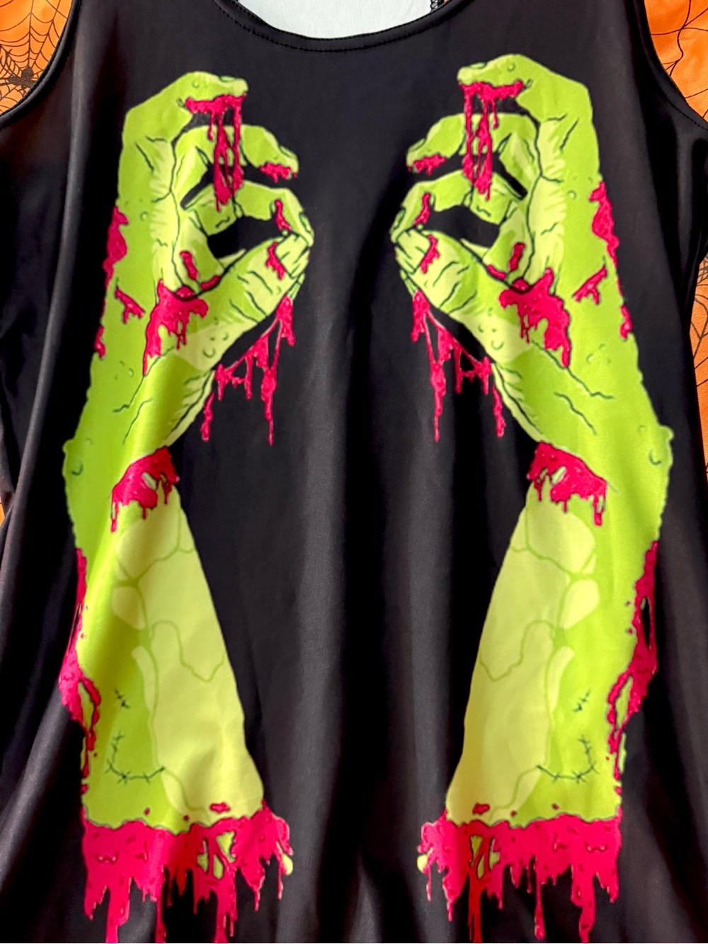 🔥Halloween Tank Top Dripping Zombie Hands Creepy Costume Size L